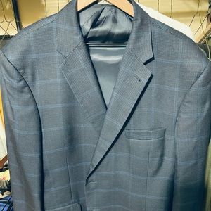 Jos. A. Bank 48R Blue & Black Plaid Blazer